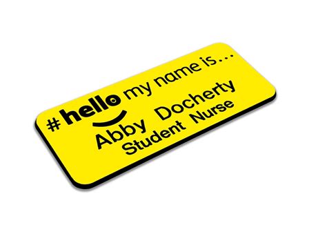 Hello My Name Is Yellow Name Badge 32x76mm For Health Care Student