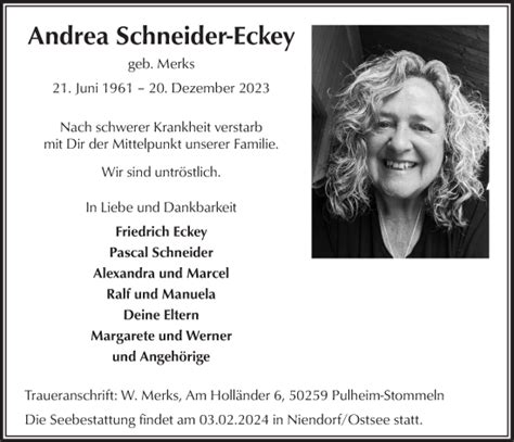 Traueranzeigen Von Andrea Schneider Eckey Wirtrauern