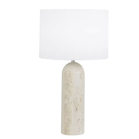 Lampe en céramique beige et abat jour blanc ARCHY Maisons du Monde