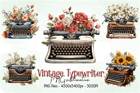 Vintage Typewriter Sublimation Bundle Graphic By Artistry Alley