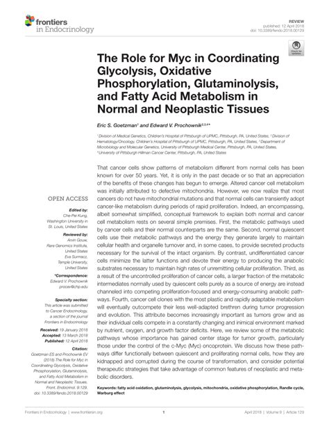 (PDF) The Role for Myc in Coordinating Glycolysis, Oxidative ...