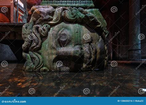 Medusa Columns Base Inside Basilica Cistern Editorial Photo - Image of ...