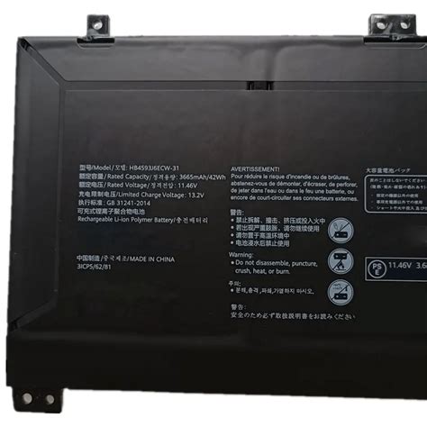 UGB New HB4593J6ECW 31 Laptop Battery For Huawei Matebook 13 WRT W19