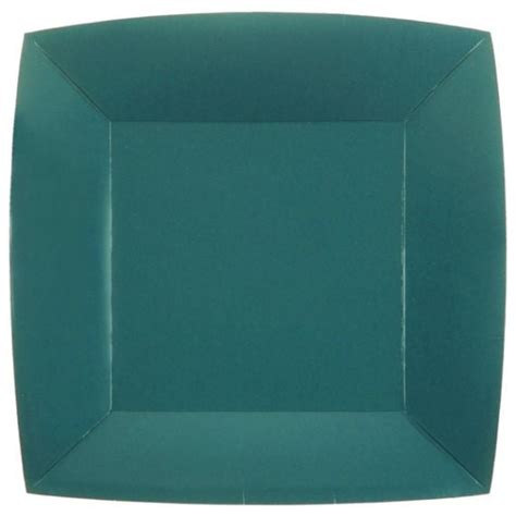 Assiette carrée en carton Bleu Canard 23cm vaisselle jetable Badaboum