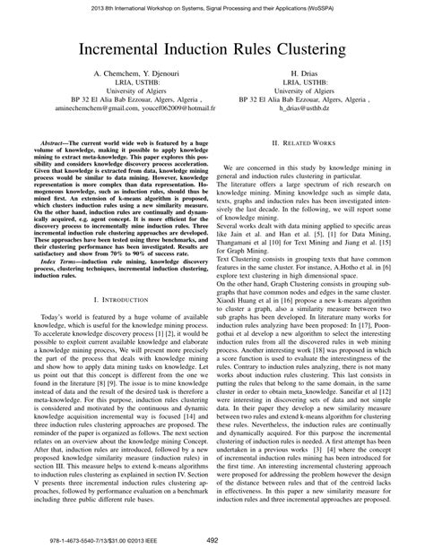 PDF Incremental Induction Rules Clustering