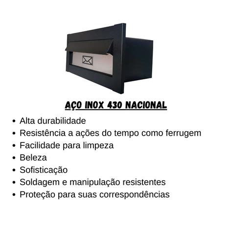 Caixa De Correio Edge Inox Preta Carta Cm Profundidade Madeiramadeira