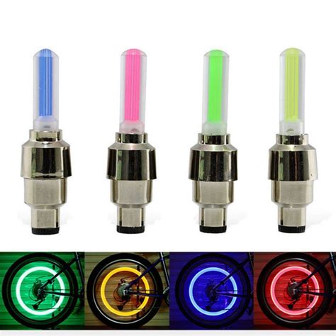 4 Colors Firefly Led Wheel Light Bike Car Tyre Valve Caps Bicycle