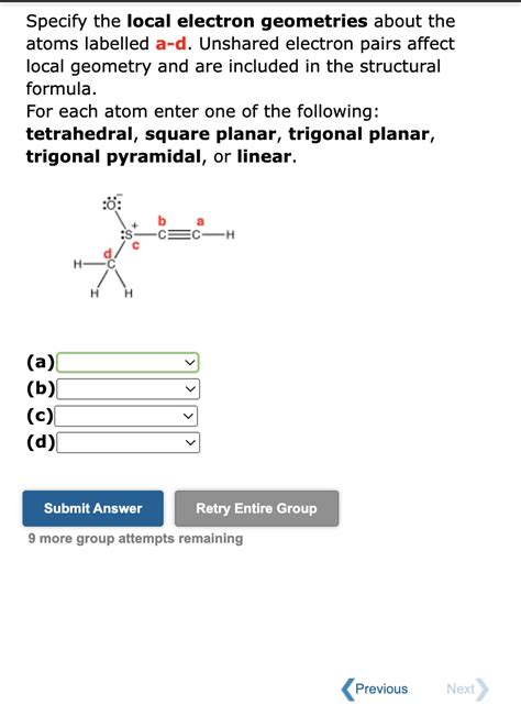 Solved Specify The Local Electron Geometries About The Atoms Chegg