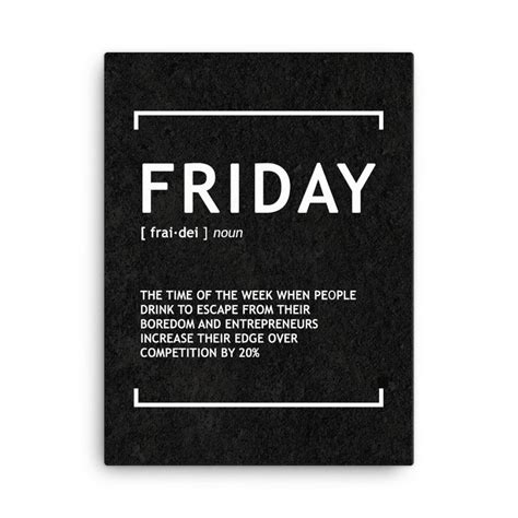 Friday Definition Wall Art Motivation Canvas Print Poster Etsy