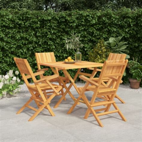 Vidaxl Piece Patio Dining Set Solid Wood Teak X X Qfc