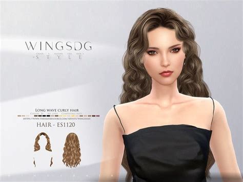 Wingssims Wings Es1120 Long Wave Curly Hair Sims 4 Curly Hair Sims Hair Curly Hair Styles