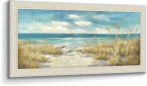 Amazon Framed Beach Canvas Wall Art Modern Living Room Large