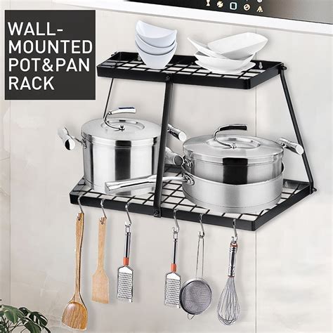 Shelf Wall Mount Pot Rack Stainless Steel Kitchen Pot Rack Mounted