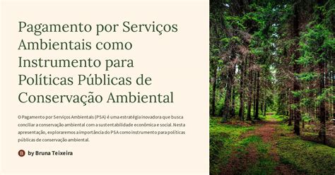 Pagamento por Serviços Ambientais como Instrumento para Políticas