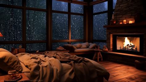 Soothing Rain Sound For SleepCozy Rain With Relaxing Fireplace