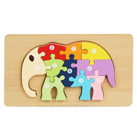 Honrane Number Puzzle Wooden Block Puzzle For Kids Colorful 3d Cartoon