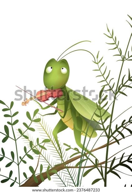 Cute Grasshopper Playing Violin Cricket Musician Stock Vector Royalty Free 2376487233