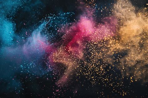 Premium Photo Multi Color Powder Explosion Isolated On Black Background