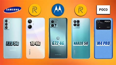 Motorola G72 Vs Realme 10 Vs Samsung F23 Vs Narzo 50 Vs Poco M4 Pro 🔥 Youtube