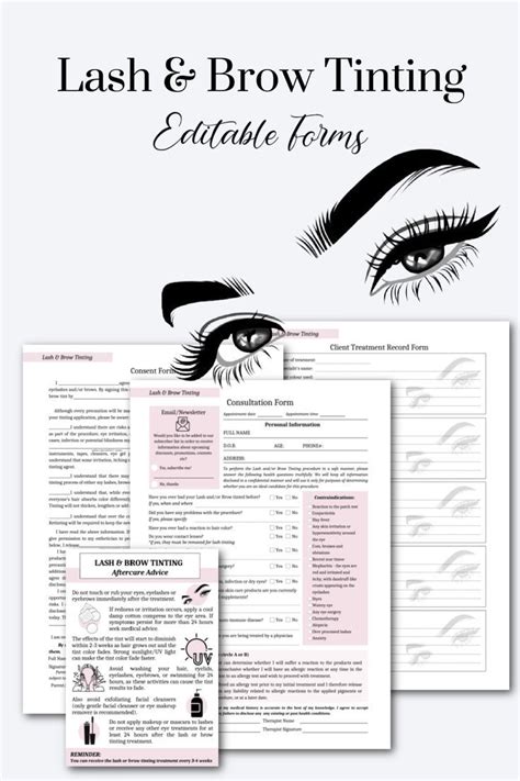 Editable Lash And Brow Tinting Forms Eyebrow Tint Etsy Brow Tinting