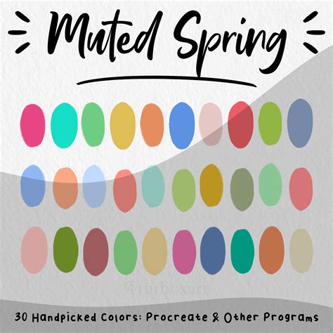 Muted Spring Color Palette Procreate Color Palette Spring Swatches