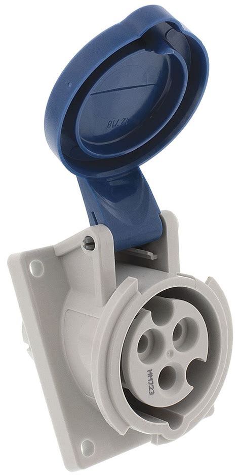 Mennekes Ip Blue Panel Mount P Angled Industrial Power Socket