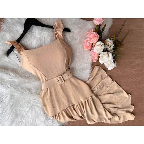Vestido Midi Dandara Nude Shopee Brasil