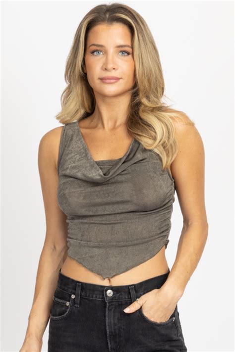 Olive Slinky Cowl Neck Triangle Tank In 2024 Tank Top Fashion Cowl Neck Slinky