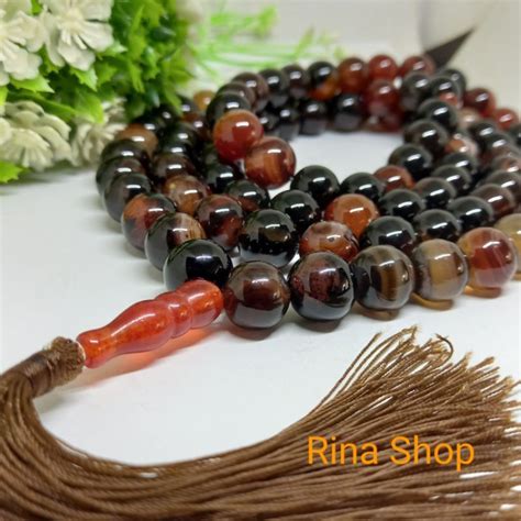 Jual Tasbih Batu Akik Sulaiman Madu Mm Butir Natural Shopee Indonesia