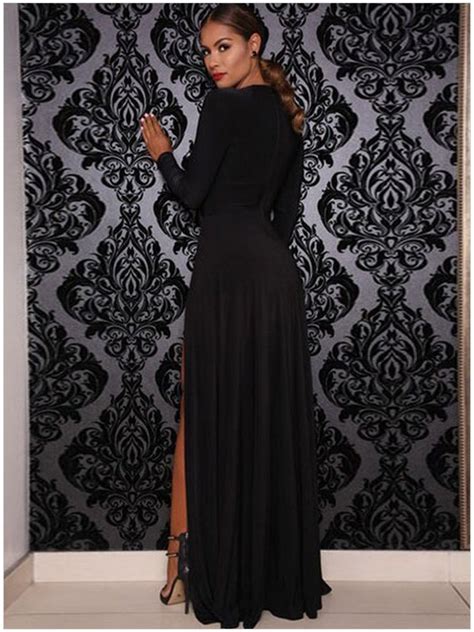 Cheap Black Long Sleeve Maxi Formal Evening Gowns Online Store For Women Sexy Dresses