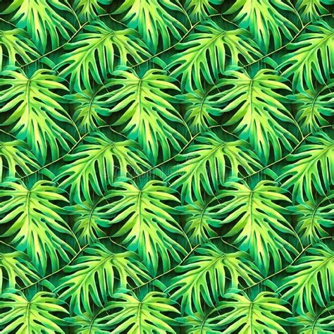 Abstract Green Tropical Leaves Seamless Pattern For Fabric Or Textile