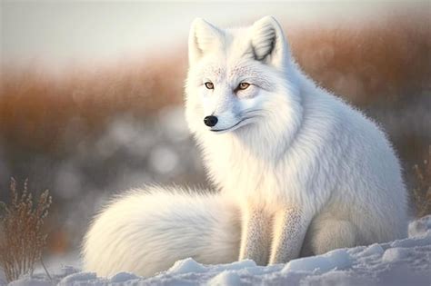 Premium Photo Arctic Fox With Thick Fur On Snowy Tundra