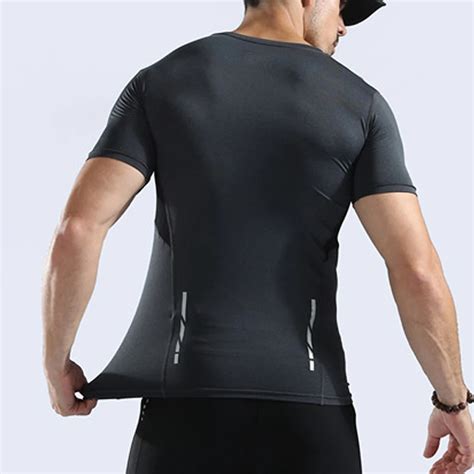 Wosawe Quick Dry Running Shirt Men Fitness Tight Compression Top Short