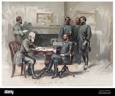 Robert E Lee Surrender Ulysses S Grant Civil War Hi Res Stock