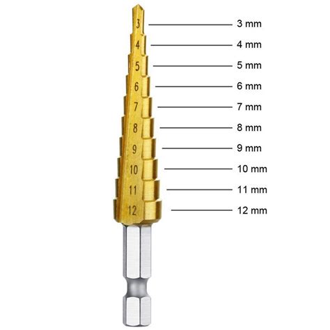 Pcs Hss Steel Titanium Step Drill Bit Set Mm Multi