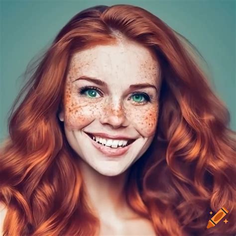 Portrait Of A Beautiful Woman With Freckles And Auburn Hair On Craiyon