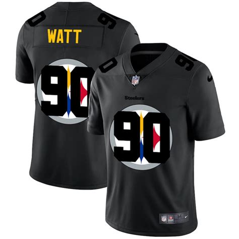 Men S Pittsburgh Steelers 90 T J Watt 2020 Black Shadow Logo Limited