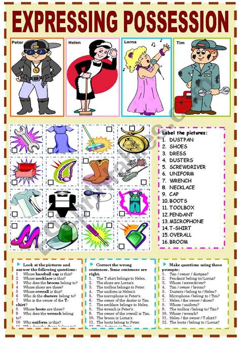 Expressing Possession Esl Worksheet By Katiana