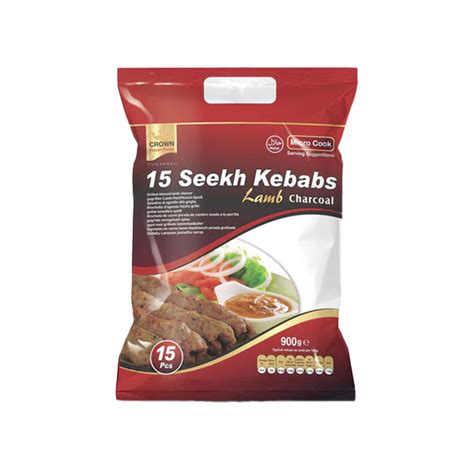 Crown Frozen Seekh Kebab Lamb Charcoal 15pcs Shalamar Foods