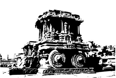 Stone Chariot At The Vittala Temple Vector Hampi Stock Vector