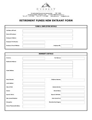 Fillable Online Retirement Funds New Entrant Form Fax Email Print