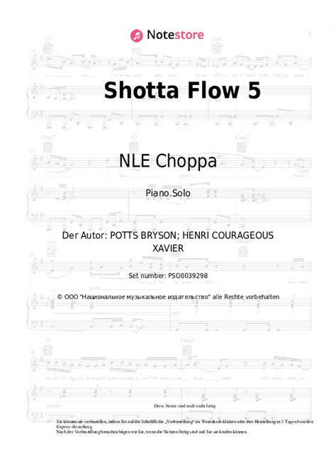 Nle Choppa Shotta Flow Klaviernoten Bei Note Store De Klavier