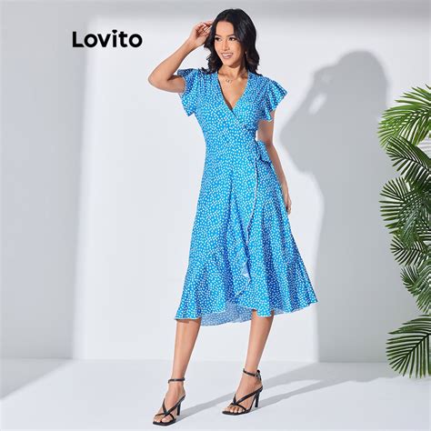 Lovito Vestido Casual Ditsy Floral Babados Cruzados Cruzados Para