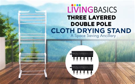 Livingbasics Cloth Drying Stand Stainless Steel Abs Tier Layer