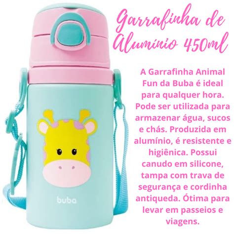 Garrafa De Aluminio Buba - Garrafa Garrafinha De Alumínio Buba Com Canudo em Silicone 400 ml ...