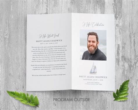 Funeral Program Template Printable Sailing Nautical Funeral Etsy Funeral Program Template