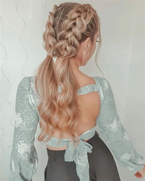 Dutch Braids Goal Tresse Cheveux Long Coiffures De Queue De Cheval