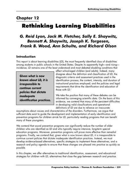 Pdf Rethinking Learning Disabilities