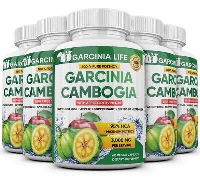 5 X Weight Loss Garcinia Cambogia W Apple Cider Vinegar ACV Fat Burner