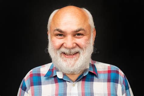 Happy Old Mature Man Smiling Portrait Of An Bald Old Mature Senior Man